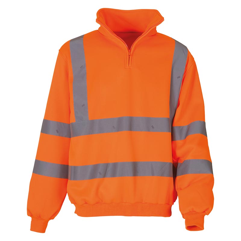 Hi-vis ¼ zip sweatshirt (HVK06) - Orange S